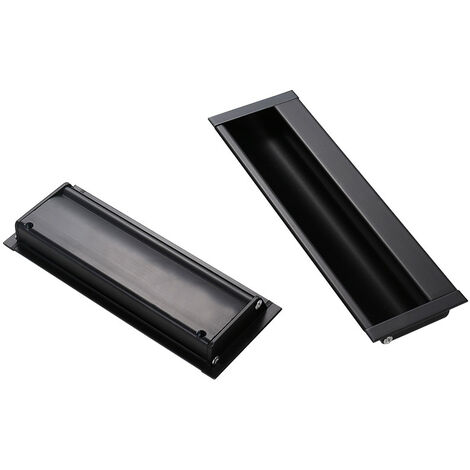 2 Pieces Rectangular Recessed Handles for Sliding Doors, Cabinets, Drawers, Cabinets (Black, 119mm)
