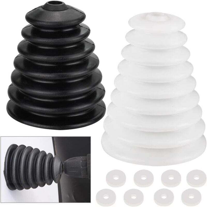 2 Pièces Récupérateur de Poussière en Caoutchouc avec 8 Anneaux pour Perceuse et Outils Électriques Noir et Blanc