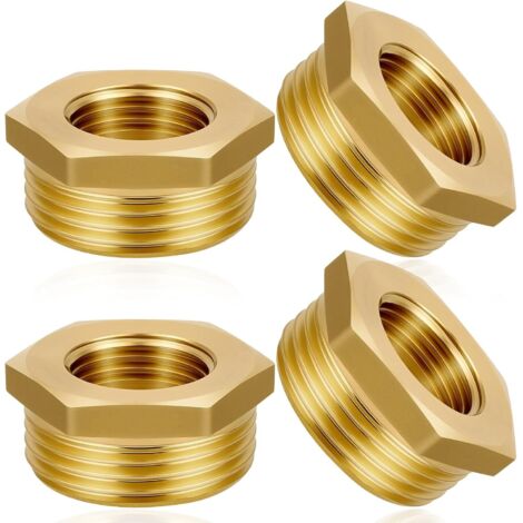 2 Pièces Réducteur Laiton, 1/2 Pouces Femelle à 1/4 Pouces Mâle, Filetage Hexagonal, Pour Tuyau Gaz Eau
