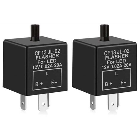 2 Pièces Relais Clignotant 12V 3 Broches Réglable pour Clignotants LED Voiture Moto 0.1W-150W