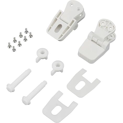 2 Pièces Remplacement de Charnière de Siège de Toilette en Plastique Blanc, WC Siège Charnière avec Vis, pour Couvercle Supérieur