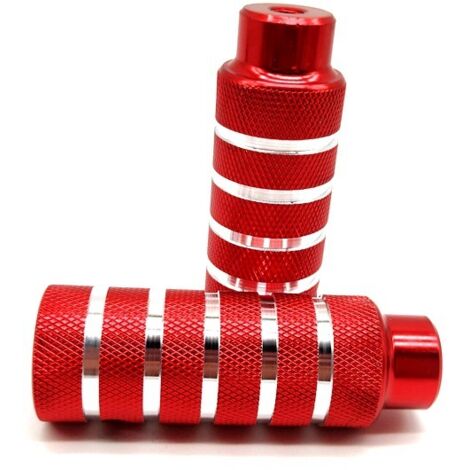 2 Pièces Repose Pieds de Vélo en Alliage d'aluminium Pied Pegs Pédale Repose-Pieds Cylindriques Piquets de Vélo Antidérapants Pegs Accessoires de Vélo pour  Bike Pegs（rouge）