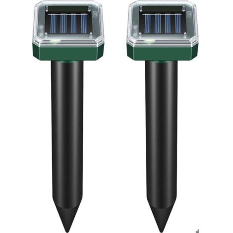 2 pièces Répulsif solaire anti-taupes pour jardin, répulsif solaire à ultrasons pour taupes, poteau vibrant étanche