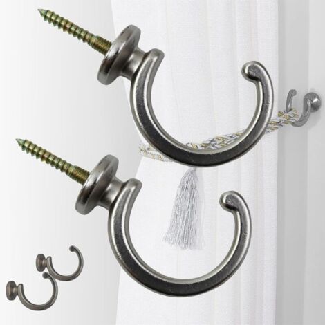 2 Pièces Rideau et Crochet en Métal, Porte-Rideau en Métal avec Vis