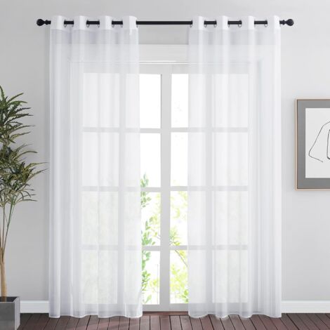 2 Pièces Rideau Voile, Oeillets Métallique 4cm, Tissu Organza Transparent, Pour Salon Chambre