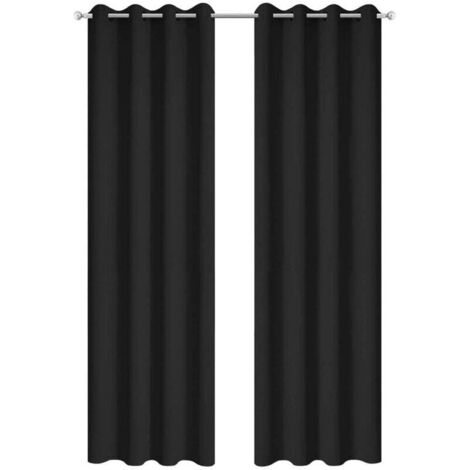 2 Pièces Rideaux Occultants Thermiques pour Salon - 140x240cm - Noir