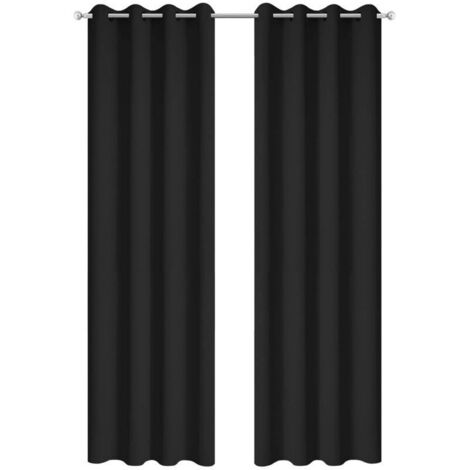 2 Pièces Rideaux Occultants Thermiques pour Salon - 140x240cm - Noir