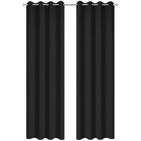2 Pièces Rideaux Occultants Thermiques pour Salon - 140x240cm - Noir