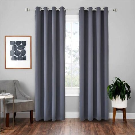 2 Pièces Rideaux Occultants Thermiques Rideaux de Salon - 140 x 240(Gris Foncé) gris foncé gris foncé