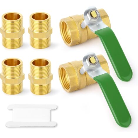 2 Pièces Robinet À Tournant Sphérique, 4 Connecteurs, Laiton, 1/2" BSP, Pour Raccords De Tuyauterie