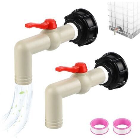 2 Pièces Robinet Cuve 1000L Adaptateur Cuve S60x6 Filetage Grossier Adaptateur de Réservoir IBC 1" Raccord Cuve IBC Robinet Recuperateur Eau de Pluie