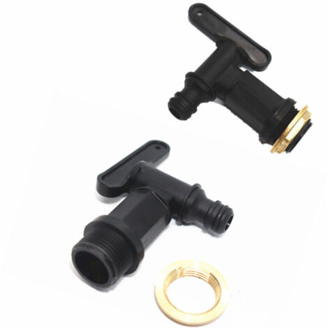 2 Pièces Robinet Cuve Plastique, Robinet Fileté Mâle 3/4'' pour Collecteur Récupérateur Eau Pluie, Adaptateur de boîte de Rangement d'eau IBC Robinet de Rechange de Tuyau d'arrosage
