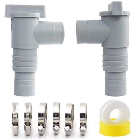 2 pièces Robinet d'Arrêt pour Piscine 32mm, avec 6 Colliers de Serrage, Pièces de Valve à Piston.