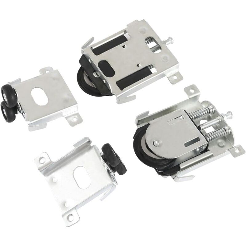 2 pièces Roulette Porte Coulissante placard, pour porte de garde-robe,rouleaux,armoire Runners Guides,guides avec tampon amortisseur, en Nylon, argent