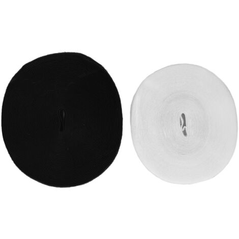 2 pièces Ruban Velcro 25m Noir et Blanc 2,5cm Large Adhésif Autocollant pour Couture DIY