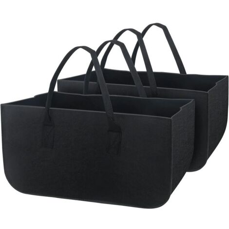 2 Pièces Sac à Bûches de Cheminée Sac à Bois de Chauffage Sac à Bûches en Feutre, Panier de Rangement Pliable de Grande Capacité Sac à Provisions, pour le Shopping de Jouets à Bûches de Bois de Chauff