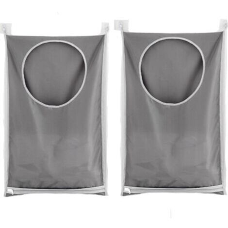 2 Pièces Sac à Linge, Panier à Linge Grande Contenance Sac de Rangement, Sac De Rangement Pour Sac De Placard À Linge Suspendu, pour Salle de Bain, Dortoirs et Placard (Gris)