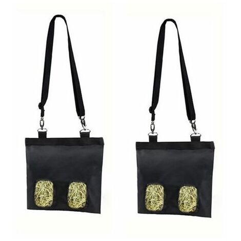 2 Pièces Sac de Foin pour Cochon d'Inde Sac d'alimentation pour Lapin Sac de Mangeoire à Foin pour Petits Animaux Sac d'alimentation Suspendu pour Lapin Hamsters Chinchilla (Noir)-Fei Yu