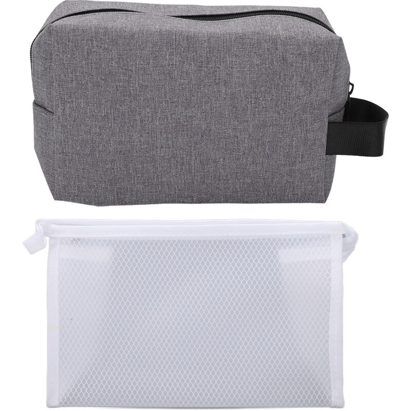 2 Pièces Sac de Voyage Cosmétique Imperméable en Toile pour Produits de Soins et Maquillage Gris