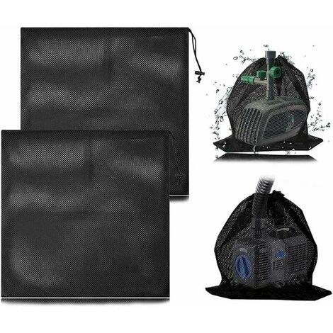 2 Pieces Sac En Filet De Pompe, Sac Filtrant De Pompe a Eau En Maille, Sac De Barriere De Pompe, Sac Protection De Pompe, Avec Cordon De Serrage Pour Filtres Biologiques De Bassin (45 x 45 Cm)