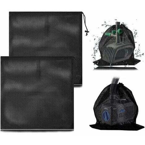 2 pièces sac en filet pour pompe, sac filtrant pour pompe à eau en filet, sac barrière pour pompe, avec cordon de serrage pour filtres de bassin biologiques (45 x 45 cm)