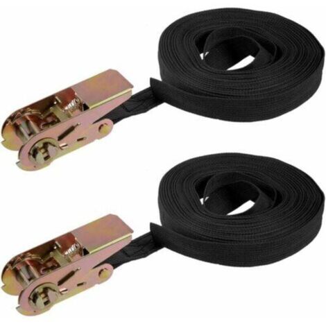 2 Pièces Sangle d'Arrimage à Cliquet 10m x 25mm 600kg Charge Utile Polyester pour Moto Remorque Camion Bagages