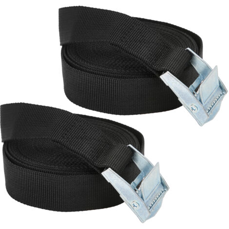2 Pièces Sangle de Rangement 25mm avec Boucle en Zinc, pour Transport et Fixation d'Objets Lourds (4 Mètres)