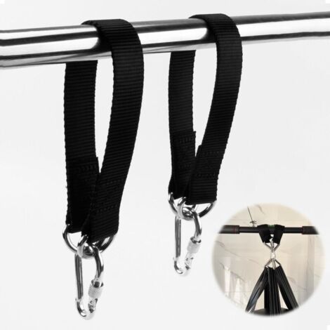 2 Pièces Sangles de Suspension pour hamac,Kit de Suspension pour Hamac et Balançoire, Inclus 2 Mousquetons et 2 Anneaux en D, Sangle hamac, Sangle balancoire Arbre pour Jardin et Intérieur
