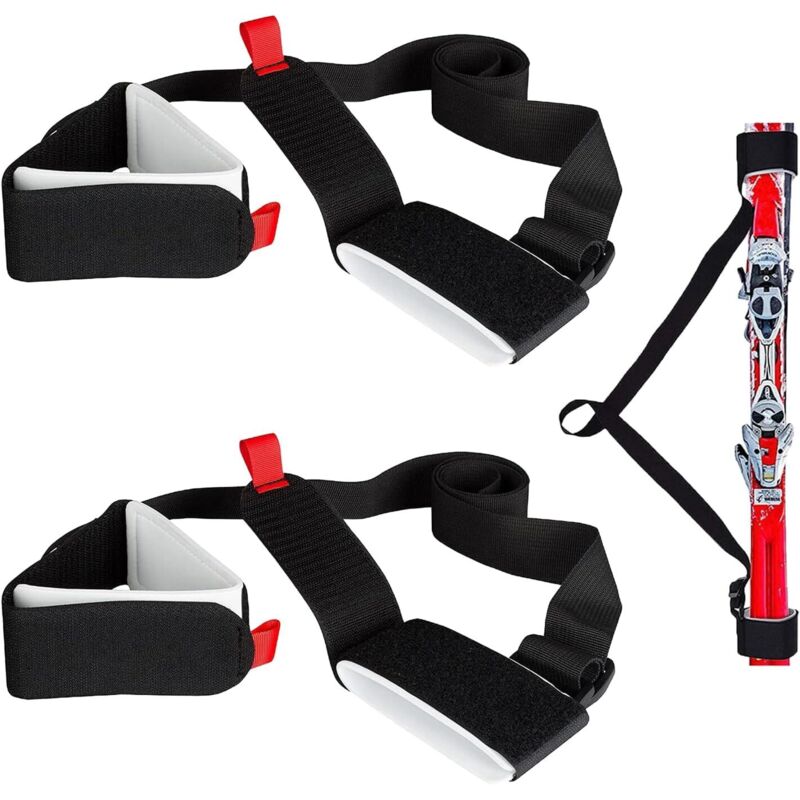 Lot de 2 sangles de ski réglables, sangles de ski, accessoires de ski légers et pratiques, sangles de ski pour le ski d'hiver et autres sports de