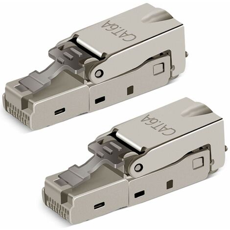2 Pièces Sans Outil RJ-45 Cat6/6A Prise Modulaire de Connexion sur le Terrain, Cat6A RJ45 Blindé pour Câble D'installation 23-26AWG