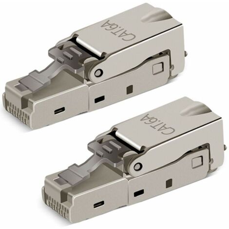 2 Pièces Sans Outil RJ-45 Cat6/6A Prise Modulaire de Connexion sur le Terrain, Cat6A RJ45 Blindé pour Cable D'installation 23-26AWG