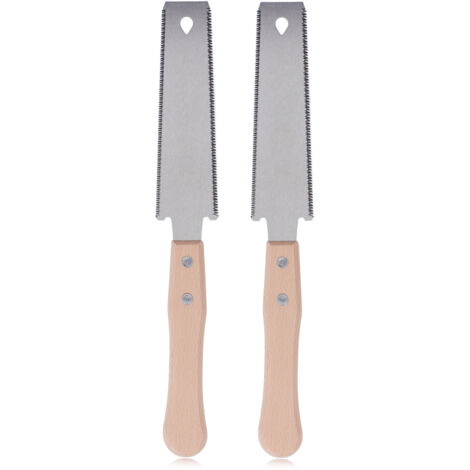 2 Pièces Scie à Main Double Face avec Manche en Bois pour Coupe à Ras du Bois Dur et Tendre, Idéal Bricolage Maison