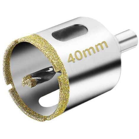 2 pièces Scie Cloche Diamantée 40 mm avec Foret Guidage de Centrage, Scie Cloche Carrelage avec revêtement diamant, Foret trépan Diamant pour verre, carrelage, céramique, marbre, granit