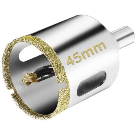 2 pièces Scie Cloche Diamantée 45 mm avec Foret Guidage de Centrage, Scie Cloche Carrelage avec revêtement diamant, Foret trépan Diamant pour verre, carrelage, céramique, marbre, granit