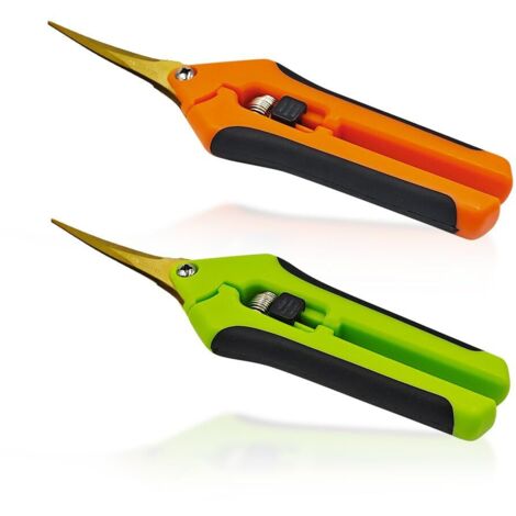 2 Pièces Secateur de jardin à Main avec lames courbes revêtues de titane, Ciseaux Jardinage, Sécateur jardin pour fleurs roses fruits plantes clôtures, Outillage de jardin
