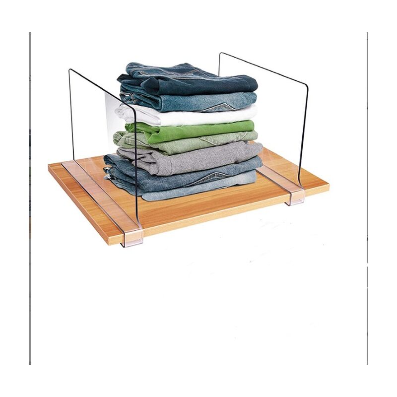 Serbia - 2 Pièces Séparateurs d'étagère en Acrylique transparent, organiseurs de vêtements réglables, organiseur transparent pour le rangement,