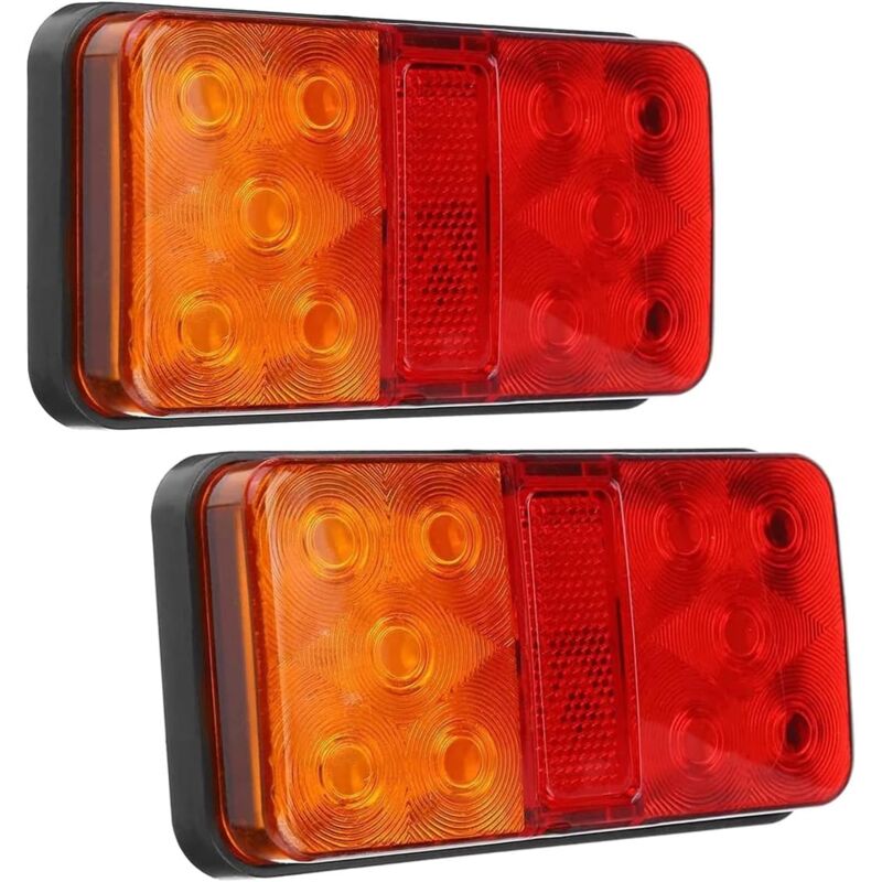 2 PièCes SéRies 12V 10LED éTanche Camion Remorque Camion Feu ArrièRe Voiture Clignotant Frein ArrièRe Stop Lampe Bateau RV Camping-Car Indicateur