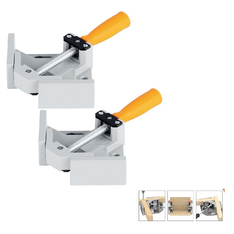 Memkey - 2 Pièces Serrage Angulaire,90 Degrés Serre Joint Angle Parfait,2 Poignée Ajustable, Étau de Serrage pour Menuiserie Charpentier, Outillage à