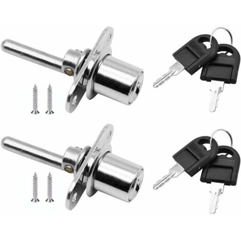 2 Pièces Serrure à Tiroir avec Clé pour Meubles Serrure à Piston pour Classeurs Armoire Vitrine, Diamètre 16 mm, Longueur 61 mm (Argent)-LIAIKI