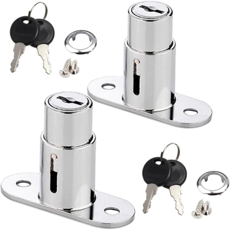 2 pièces serrure à tiroir Serrure à piston Serrure pour porte coulissante,serrure à poussoir pour classeurs,portes de placard, serrures de porte