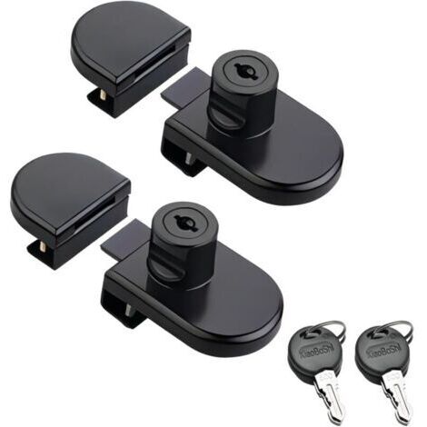 2 Pièces Serrure De Porte En Verre, Verrouillage de Sécurité de la Vitrine, Aucun Perçage Requis, pour Vitrine en D'armoire à Vin de 5 à 8 MM, Noir