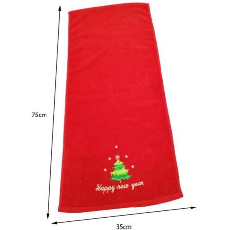 2 Pièces Serviette de Noël Père Noël Rouge Cadeau Nouvel An pour Salle de Bain - Essuie-mains Visage