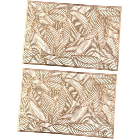 2 pièces Set de Table PVC Rigide Doré Tapis de Table Épais et Résistant Chaleur Décor Creux pour Cuisine Lavable et Protection Taches Élégante