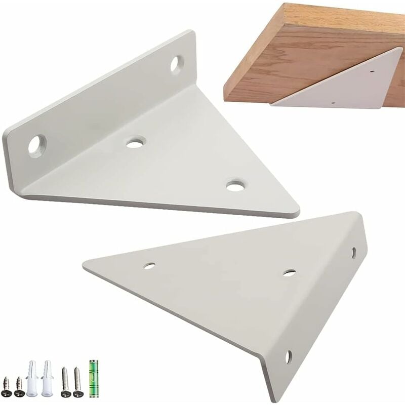 Tinor - 2 Pieces Shelf Brackets, Metal Wall Mounted Shelf Bracket, Floating Shelf Brackets, Triangle Invisible Shelf Bracket with Screws, for Living