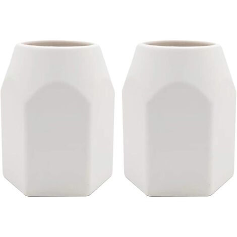 2 Pieces Silicone Pen Holder, Silicone Pencil Pot Geometric Pencil Holder for School Supplies Office Accessories - White