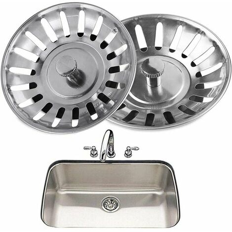 BOED 2 Pieces Sink Strainer, Kitchen Sink Strainer, Stainless Steel Kitchen and Bath Strainers 80mm Diameter
