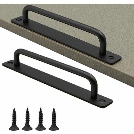 2 Pieces Sliding Barn Door Handle, Interior Exterior Door Handles, Heavy Duty Black Pull Handle, Black Door Handles with Screws, for Interior Exterior Door (Black)