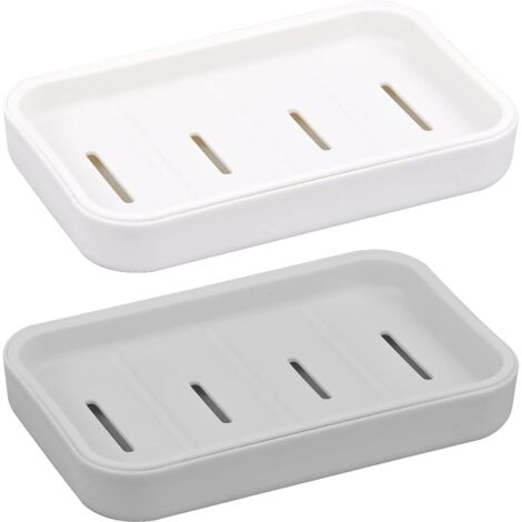 2 Pieces Soap Dish Plastic Waterproof Soap Dish with Drain Soap Box Soap Basket Kitchen Sponge Holder Travel Soap Box Soap Case for Kitchen Bathroom Sponge Soap