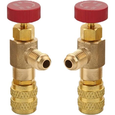 2 Pièces Soupape de Sécurité Liquide Adaptateur, Soupape de Sécurité R410A R22, Vanne de Régulation de Réfrigérant, Vanne de Refroidissement Climatisation, for Air Conditioning Flow Valves