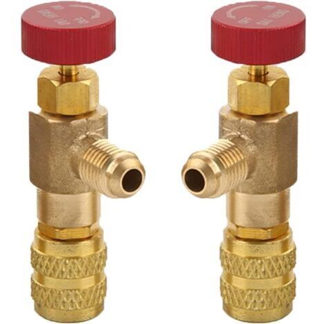 2 Pièces Soupape de Sécurité Liquide Adaptateur, Soupape de Sécurité R410A R22, Vanne de Régulation de Réfrigérant, Vanne de Refroidissement Climatisation, for Air Conditioning Flow Valves